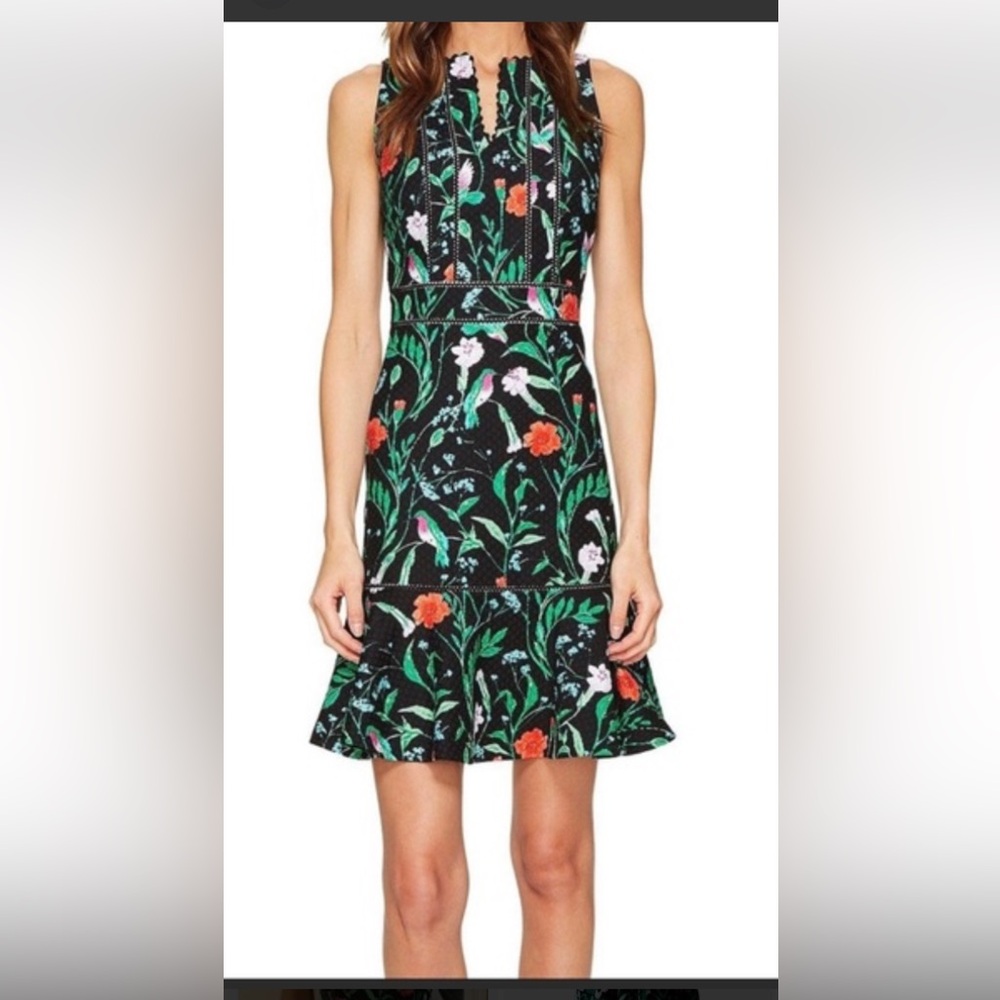 Kate Spade Black Dress with Red and Green Floral Design